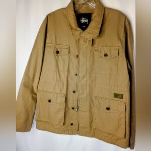 *STUSSY Button Down And Zip Up Long Sleeve Brown Jacket Size S NWT